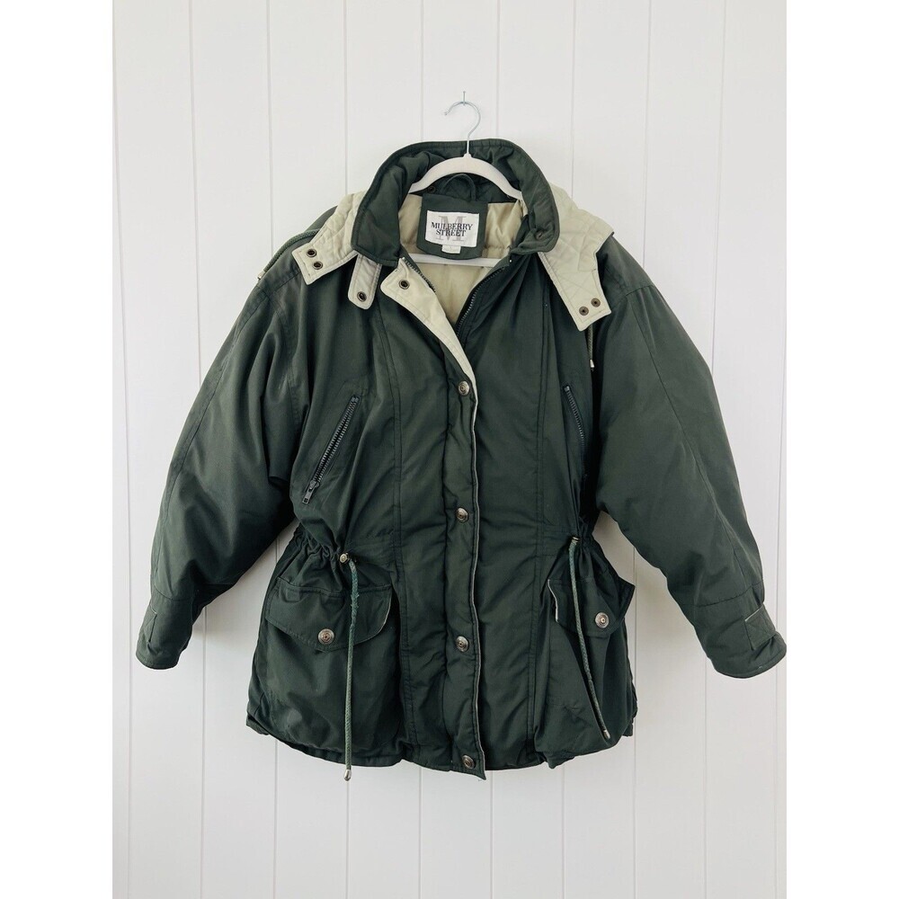 Mulberry Street Green Down Filled Soft Parka Jacket Puffer Coat 90s Womens Large